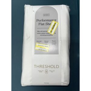 Queen 400 Thread Count Performance Flat Sheet Sour Cream Color Threshold: Cotton